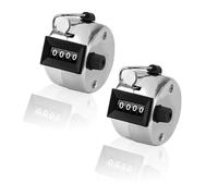 2 Pz Contapersone Manuale, Contatore Conta Persone, Contatore Manuale, Contatore a Clicker, Contatore a Mano in Metallo con Display a 4 Cifre, Contapersona Portatile per Corsa Golf Baseball