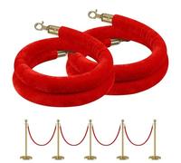 2 Pz Corda per Stanchion in Velluto Rosso,Corda di Controllo della Folla con Ganci A Scatto Dorati,Corda Montante,Corda per Barriera per Appendere Pali A Sfera(Size:5ft/155cm,Color:glod hook)