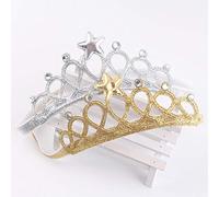 2 PZ Corona Tiara Fascia Elastico Oro Argento Fascia Per Capelli Accessorio Compleanno Principessa Regalo Per Bambini Neonato