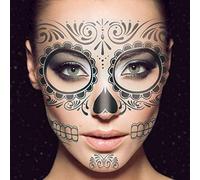 2 Pz Decalcomania Del Viso Del Teschio Accessorio Per Scheletro Nero Faccia Di Halloween Forniture Per Bomboniere Adesivo Finto Bambino Messico Adulto Donna