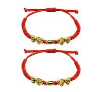 2 pz Doppio Pi Xiu/Pi Yao Ricchezza d'oro Lingotto Rosso Catena Bracciale per le Donne Uomini Amico Famiglia Gioielli Regolabili Attrarre Ricchezza e Buona Forza