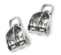 2 Pz Doppio Puleggia Blocchi 304 In Acciaio Inox Puleggia Rulli M15 Gru Di Sollevamento Girevole Gancio Cuscinetti per Gru