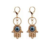 2 pz Evil Eye Gold Hamsa Portachiavi Mano Fatima Protection Charm Portachiavi Buona Fortuna Portachiavi - Amuleto, Oro, Taglia unica