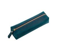 2 pz fatto a mano in vera pelle cerniera portapenne neutro grande astuccio scuola cancelleria, Blu, Taglia unica