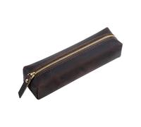 2 pz fatto a mano in vera pelle cerniera portapenne neutro grande astuccio scuola cancelleria, Caff, Taglia unica