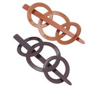 2 Pz Fermaglio per Capelli A Triplo Anello arricraft, Forcine per Capelli A Forma di U In Resina Francese Color Marrone Cocco, Fermagli per Capelli Da Donna, Chignon per Capelli Spessi e Sottili