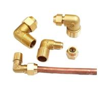 MEXEWORD 2 pz Fit Tubo di Rame Diametro Esterno 6/8/10/12mm x 1/8 "1/4" 3/8 "1/2" BSPP Maschio in Ottone Gomito Flare Raccordo Aria Condizionata(10mm 3/8")