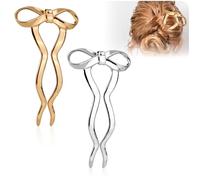 2 Pz Forcine per Capelli a Fiocco, Forcina per Capelli in Metallo Vintage Forcina per Capelli Francese Chignon Bastoncini per Capelli Intrecciati per Donna Accessori per Capelli (Oro, Argento)