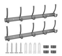 2 Pz Ganci Appendiabiti da Parete Ingresso, Attaccapanni da Muro, Appendiabiti da Muro Design, Appendi Abiti per Muro in Metallo Nero con 5 Ganci per camera da letto, bagno, cucina