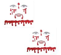 2 Pz Gioielli Viso Vampiro, Accessori Costume da Vampiro per Donna Adesivi con Gemme Viso Gioielli Adesivi Costume di Halloween per Ragazze Feste Cosplay
