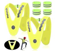 2 Pz Giubbotto di Sicurezza per Bambini, Gilet di Sicurezza Fluorescente, Giubbotto Riflettente per Bambini, V Gilet ad Alta Visibilità per Corsa Traffico Lvoro + 4 Cinturini da Polso Riflettenti