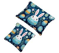2 pz Happy Easter Bunny Easter Eggs-749 Pocket Cosmetic Bag per borse, borsa per trucco impermeabile sacchetto cosmetico, portatile, senza cerniera, Multicolore 08, A：7.1x5.8in/18x14.8cm，B:4.7x4.5in