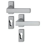 2 PZ HOPPE Maniglia TOULON coppia con rosette e bocchette rettangolari foro yale