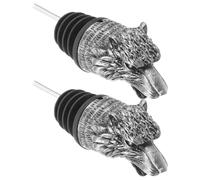 2 pz In Lega di Zinco Testa di Lupo Vino Versatore Fermacorda e ganci Animale