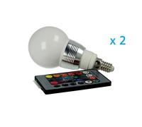 2 PZ Lampade Led E14 RGB 5W Telecomando Infra Rossi Incluso Cromoterapia Multic