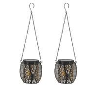2 Pz Lanterne Solari Lucine, Lanterne Solari Sospese per Esterni Impermeabili, Luci a Fiamma Ad Energia Solare, Luce Solare Ambientale Calda per Giardino Balcone Patio Cortile