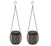 2 Pz Lanterne Solari Sospese per Esterni IP65 Lampada Solare Impermeabile in Ferro Battuto Luci Decorative da Giardino per Patio Cortile Prato Lanterna Sospesa Lampada da
