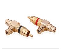 2 Pz/lotto RCA T Splitter AV Audio Video Convertitore Spina 1 Maschio A 2 Femmine Kit Adattatore Colore Loto AV Martinetti spina RCA A Doppio