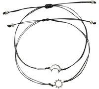2 Pz Luna Sole Bracciali Per Amici Coppie Svuotare Sole Luna Cerchio Treccia Cordoncino Braccialetto Con Corda RegolabileTrattamento molto attraente