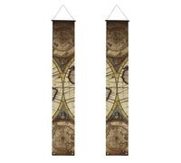 2 pz mappa antica mondo globo portico banner porta anteriore segno elegante decorazione casa appeso bandiere portico segno segno di benvenuto per esterni interni forniture vacanze 180 x 30 cm