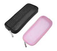 2 pz Mesh Makeup Brush Bag Case Travel Makeup Tool Holder Organizer Piccolo Sacchetto Cosmetico Viaggio Toiletry Bag Astuccio Astuccio Trucco Artista Borsa di Immagazzinaggio, Nero e rosa, Mix