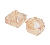 2 Pz Nail Dappen Piatto Ottangolo Quadrangolo Forma Unghie Suggerimenti Art Dappen Piatto con Coperchio Alta Trasparenza Colore Champagne