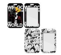2 Pz One Piece Luffy Anime Porta Badge con Cordino Girocollo, Cordino con Porta Carte, Per Carte D'Identità Chiavi Articoli Ufficio Scuola Carta di Bus