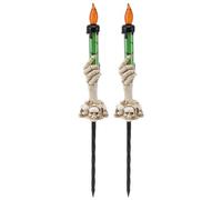 2 pz. Paletti a lume di candela di Halloween Luce calda 120 mAh Scheletro di plastica Fantasma a lume di candela per Halloween