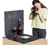 2 Pz. Pannello Di Fondo Fotografico | 30x40 cm | Sfondo Realistico Per Foto | Fondali Fotografia Per Cibo | Photo Backdrop Board (Big, Concrete & Black Marble) | Marmo E Pietra | Grande