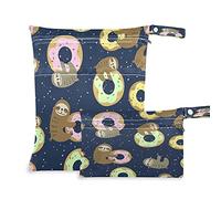 2 pz Panno Pannolino Wet Dry Borse Impermeabile Carino Sloth Donut Modello Riutilizzabile Lavabile Viaggio Spiaggia Yoga Palestra Borsa per Costumi Da Bagno Vestiti Bagnati
