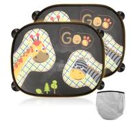 2 Pz Parasole Auto Bambini 45x35,5cm, Parasole Auto Anti-UV con 8 ventosa, Tendina Parasole Auto Proteggi Bambini Animali Tendina Contra Raggi UV Vestibilità (giraffa)