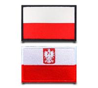 2 Pz Patch Bandiera Polonia Emblema Ricamato Fastener Tattico Gancio & Loop Applique Militare Patches per Vestiti,Jeans,Giacca,Cappelli,Zaino,Gilet,Borse