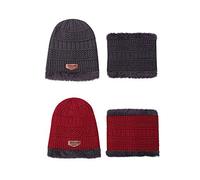 2 pz peluche lana due ciclismo termico cap cap cappello invernale sciarpa antivento baseball berretti prick hat, E, Taglia unica