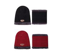 2 pz peluche lana due ciclismo termico cap cap cappello invernale sciarpa antivento baseball berretti prick hat, C, Taglia unica