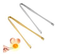 2 Pz Pinze per la Rimozione Delle Calaze Delle Uova, 15,2 cm Design Dentato Pinze la Rimozione dei Frammenti di Guscio d'Uovo Utensile da Cucina Multiuso per Cucinare Cibo (Oro, Argento)