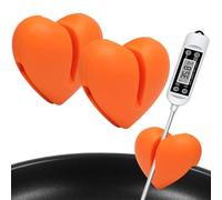 2 PZ Portatermometro per caramelle 1, 5x1, 4x1'' Cuore arancione Portavasi in silicone con spazio di 0, 1'' Porta-termometro resistente al calore Facile fissaggio per forare Supporti in silicone