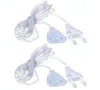 2 Pz Prolunga Trasparente 5m, Prolunga Elettrica con Filo Piccolo Cavo di Estensione Presa Europea Piatta Presa Euro 220V 1W per Lanterne a LED a Bassa Potenza per Uso Esterno