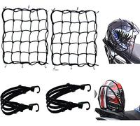2 pz Ragno Moto con Ganci + 2 pz Elastico Rete Portapacchi Elastia Accessori per Viaggio Bici Casco,Moto Bici Portapacchi Coprire Appendere Casco Bagagliai con Ganci (Nero)