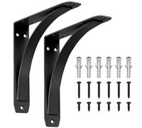 2 Pz Reggimensola Nere, Staffe a L, Staffe per Mensole Pesanti Vintage, Supporto Staffa Mensola, Supporto Reggi Mensola da Muro, Staffa per Mensola Angolari Metallo Legno Mensola, 200x200x40 mm