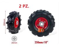 2 PZ RUOTE IN GOMMA 250mm 10" 20mm PER CARRIOLA CARRELLI RUOTA