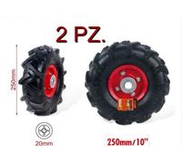 2 PZ RUOTE IN GOMMA 250mm 10" 20mm PER CARRIOLA CARRELLI RUOTA