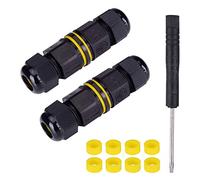 2 Pz Scatola di Giunzione IP68,Connettore 4 Poli,Connettore da Esterno per Scatola di Diunzione Impermeabile,Accoppiatore Cavo Ø 5-12mm (nero, PA66)