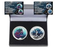 2 pz/scatola nuova squisita sirena decisione moneta testa si vince, coda si perde artigianato in metallo Lucky Challenge collezione di monete regalo Commerical con certificato e confezione regalo