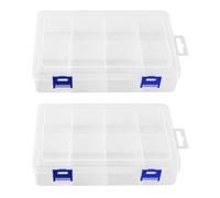 2 Pz Scatole Portaoggetti in 8 Scomparti, Scatola Organizer Plastica Scomparti, con Divisori Regolabili, Contenitore Plastica Trasparente Rettangolare per Gioielli Perline, Dell'orecchino, Minuteria