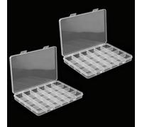 2 Pz Scatole Portaoggetti in Plastica, Scatola Trasparente con Coperchio, Porta Minuteria Plastica, Scatole Trasparenti Organizer con 24 Divisori per Piccoli Oggetti Gioielli Perline Arte Viti