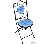 2 PZ SEDIA DA GIARDINO ACCIAIO DECORO CERAMICA Ø38xH46/92CM AZZURRO RICHIUDIBILE