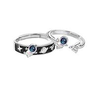 2 Pz/set Argento Amante Astronauta Monili di Moda Cristallo Zircone Donna Coppia Gioielli Coppia Anelli Set Anelli di Promessa