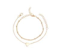 2 pz/Set Breve Oro Argento Colore Piccolo Cuore di Amore della Catena del Braccialetto della Lega del Braccialetto di Stile Coreano Set per Le Donne Gioelleria raffinata e alla Moda Nice Processing