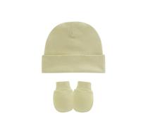 2 Pz/set Cappello Del Bambino & Anti-afferrare Guanti Cotone Neonati Fetale Caps Con Guanti Per 0-1T Ragazzo Ragazze Infantile Prodotto Essenziale Doccia Regalo, Verde Matcha., Taglia unica