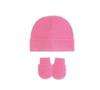 2 Pz/set Cappello Del Bambino & Anti-afferrare Guanti Cotone Neonati Fetale Caps Con Guanti Per 0-1T Ragazzo Ragazze Infantile Prodotto Essenziale Doccia Regalo, Rosso rosato, Taglia unica